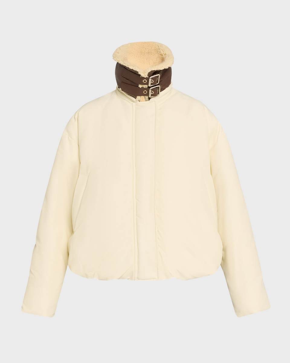Faux-Shearling Collar Puffer Jacket